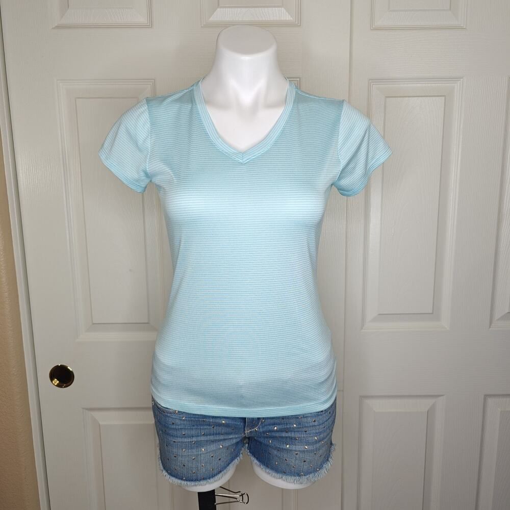 90 Degree by Reflex striped athletic V-neck tee sz S